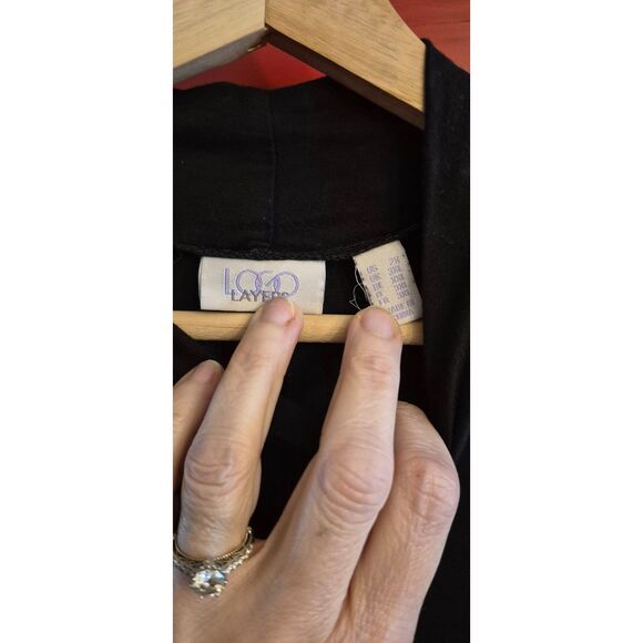 Logo Lori GOldstein 2X Layers Sleeveless Mock Turtleneck Black Tunic Length EUC - Picture 3 of 3